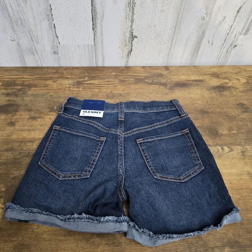 New Old Navy Dark Blue Jean Shorts Girls Size 10 Adjustable Waist